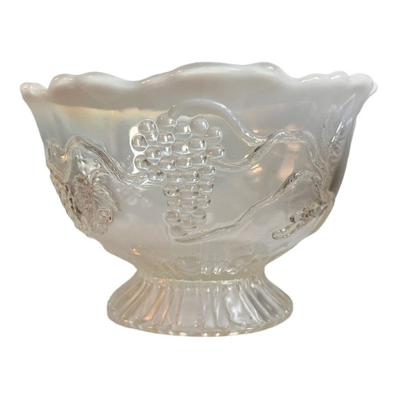 Vtg Jefferson Northwood Glass Opalescent Edge Grapes Footed Candy Bowl - Picture 4 of 6